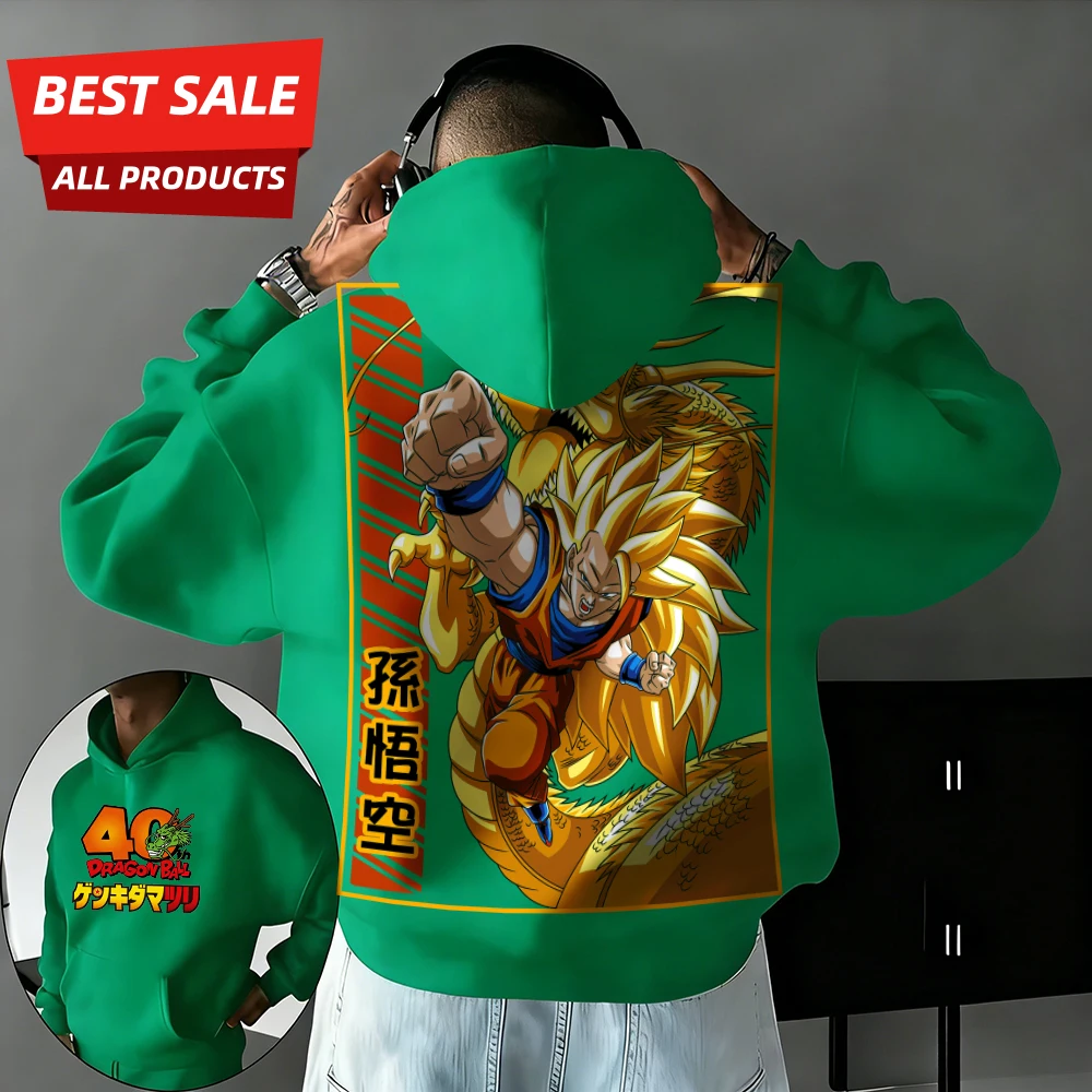 

Новая толстовка унисекс из 100% хлопка с принтом аниме «Драконий шар», к 40-летию Вуконга, осень-зима 2026, увеличенный размер, повседневный уличный стиль