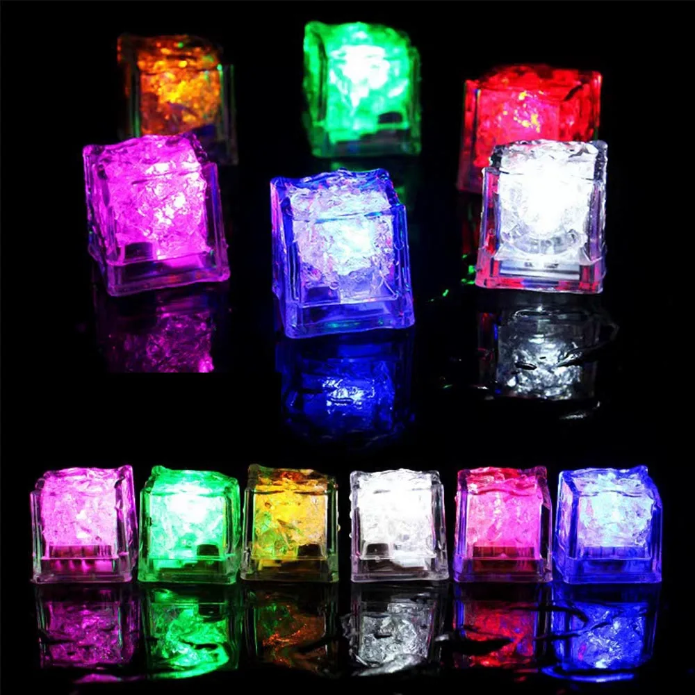 

10PCS Waterproof Led Ice Cube Multi Color Flashing Glow in The Dark Ice Cube for Bar Club Drinking Party Wine Wedding Decoration