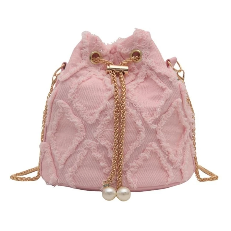 50LE Elegant Denims Crossbody Bag Women's Jeans Bucket Purse with Spacious Interior