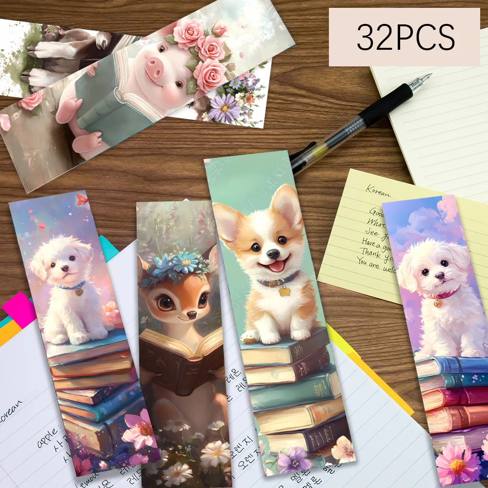 32pcs, Q-Version Animal Collection Bookmarks, Suitable for Teachers, Readers and Book Lovers, Birthday Gift