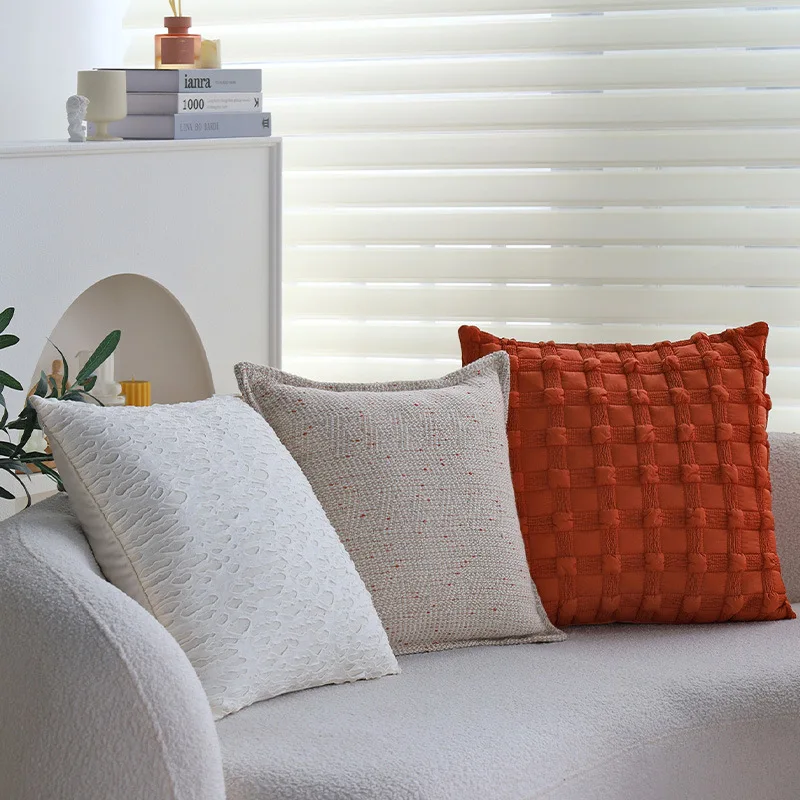 Light Luxury Premium Feeling Pillowcase Orange Living Room Sofa Cushion Cover Sample Room Hotel Pillow Cover