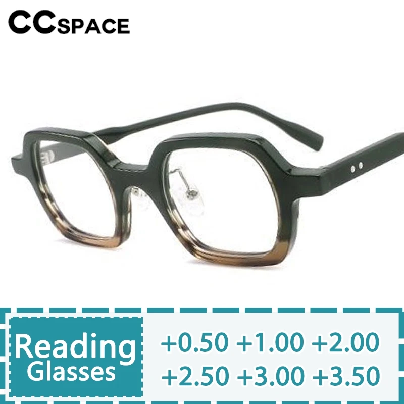 Popular Acetate Square Optical Reading Glasses Casual Retro Rivet Presbyopia Eyeglasses Diopter +50+100+150+200+300+350 300452