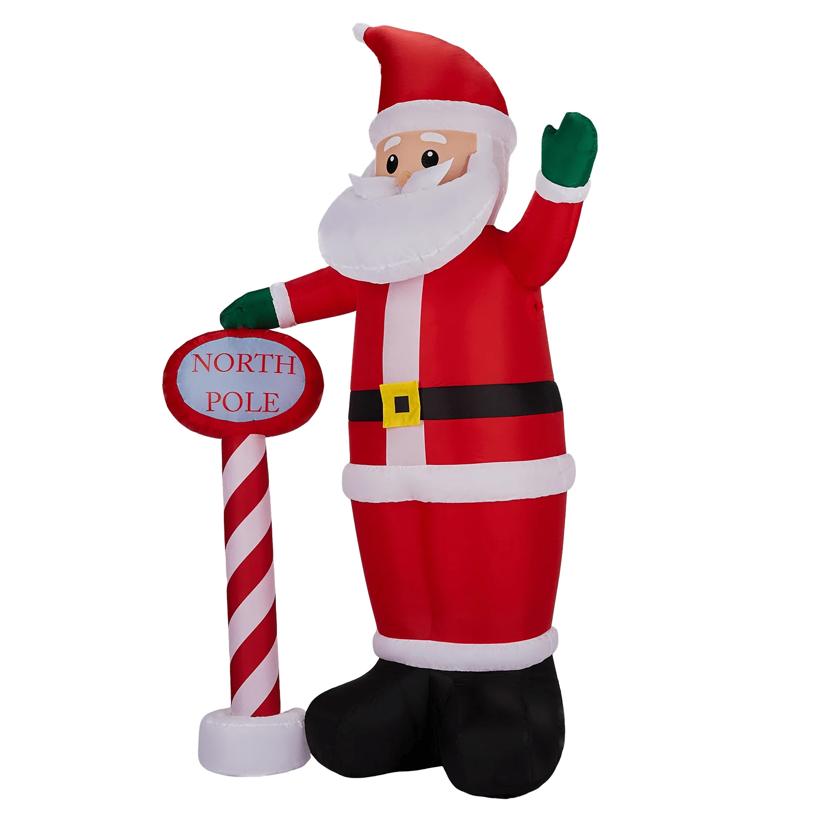8.2FT Lighted Christmas Inflatable Decoration, Santa with North Pole Road Sign, Funny Blow Up Yard Built-in LED for Holiday