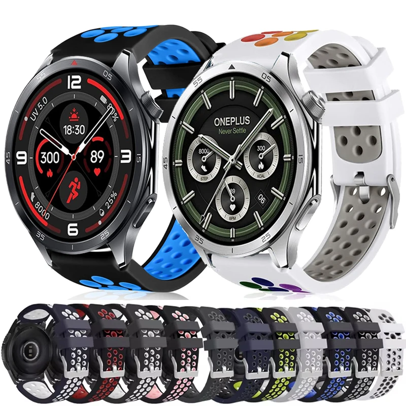 22mm Breathable Silicone Strap For OnePlus Watch 3 2 2R/OnePlus 46mm Bracelet Correa OPPO Watch 4Pro X X2/Realme Watch 2 3 S Pro