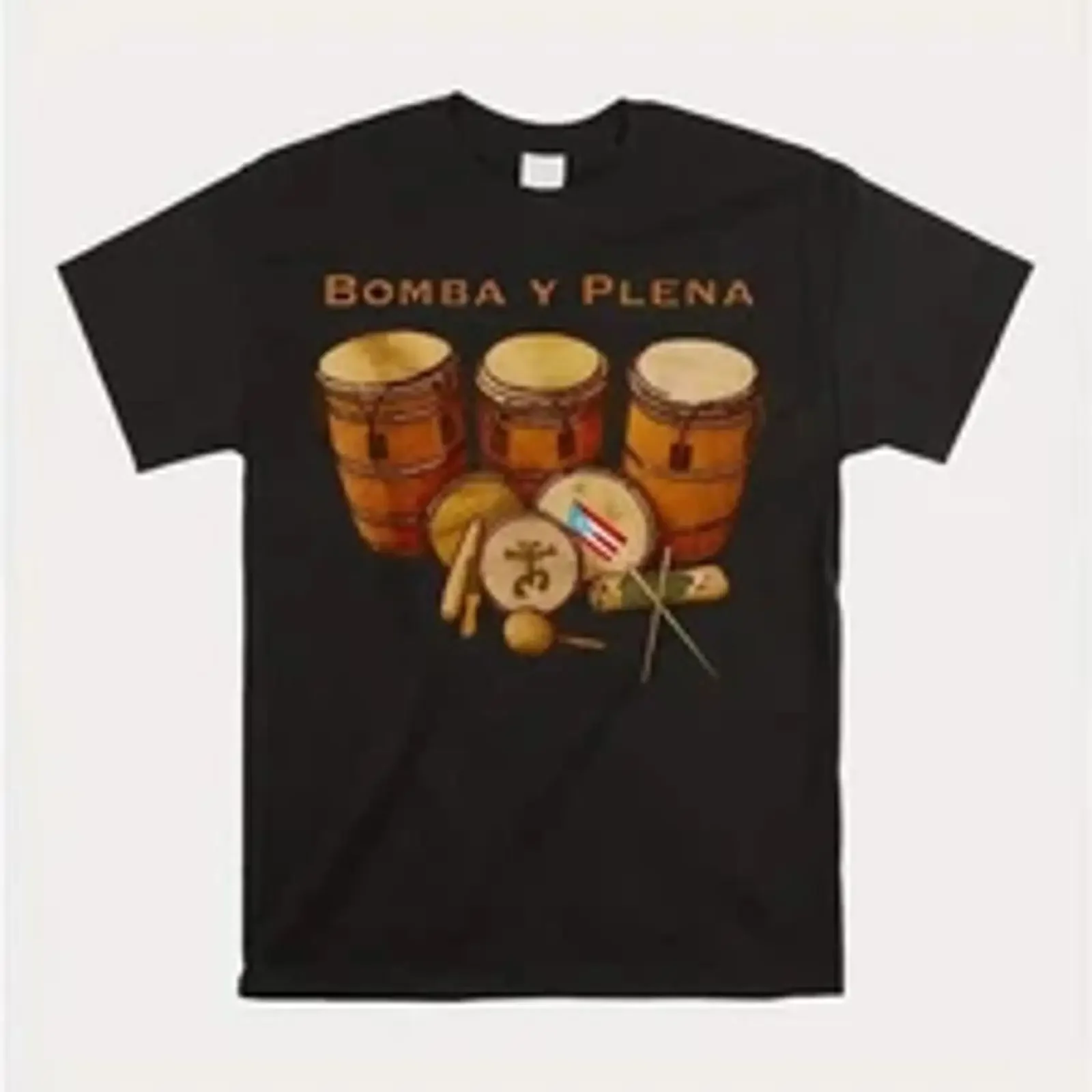Puerto Rican Bomba Drum T Shirt Black with Cultural Design Soft vintage Washed homme Top For Everyday Wear graphic Versatile