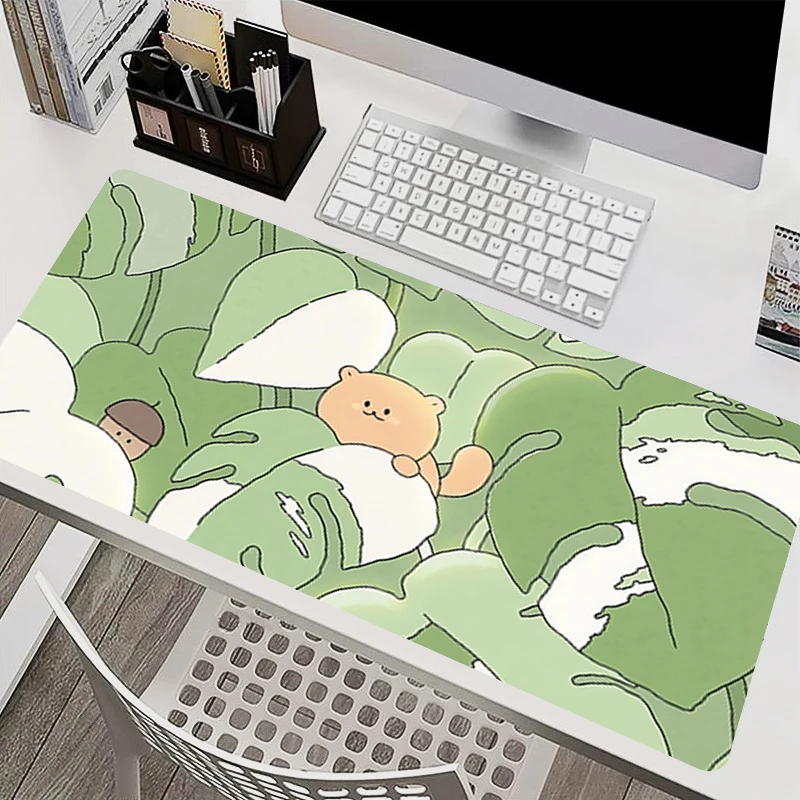 Cartoon Squirrel Mouse Pad Professional Gamer Keyboard Mat kawaii Computer desk mat Healing Mouse Pad Edge White Gaming Mousepad