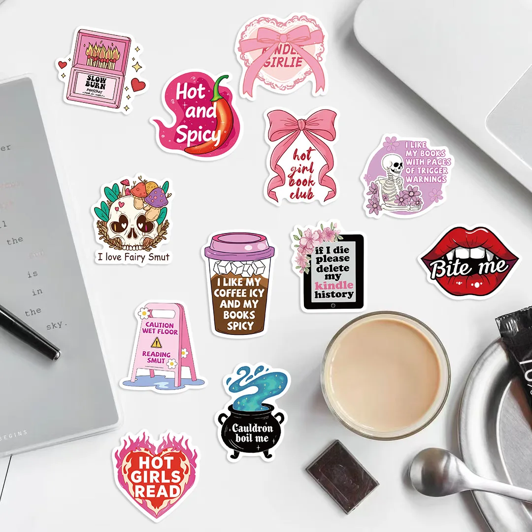 50PCS Pink Bookish Reading Stickers Aesthetic Book Theme Vinyl Decal Waterproof Stickers for Kindle Laptop Water Bottle Notebook