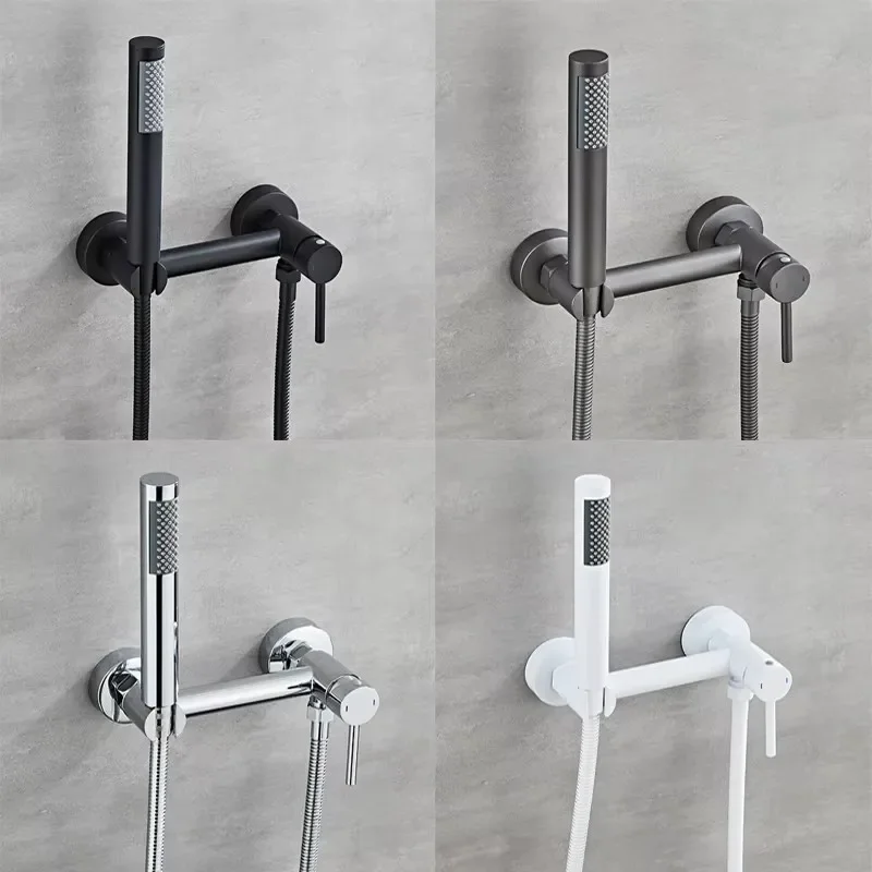 Chrome Black Brass Faucet Bidet Portable Sprayer Bathroom Toilet Bidet Hot Cold Mixer Water Valve Jet Set Hygienic Shower Gold