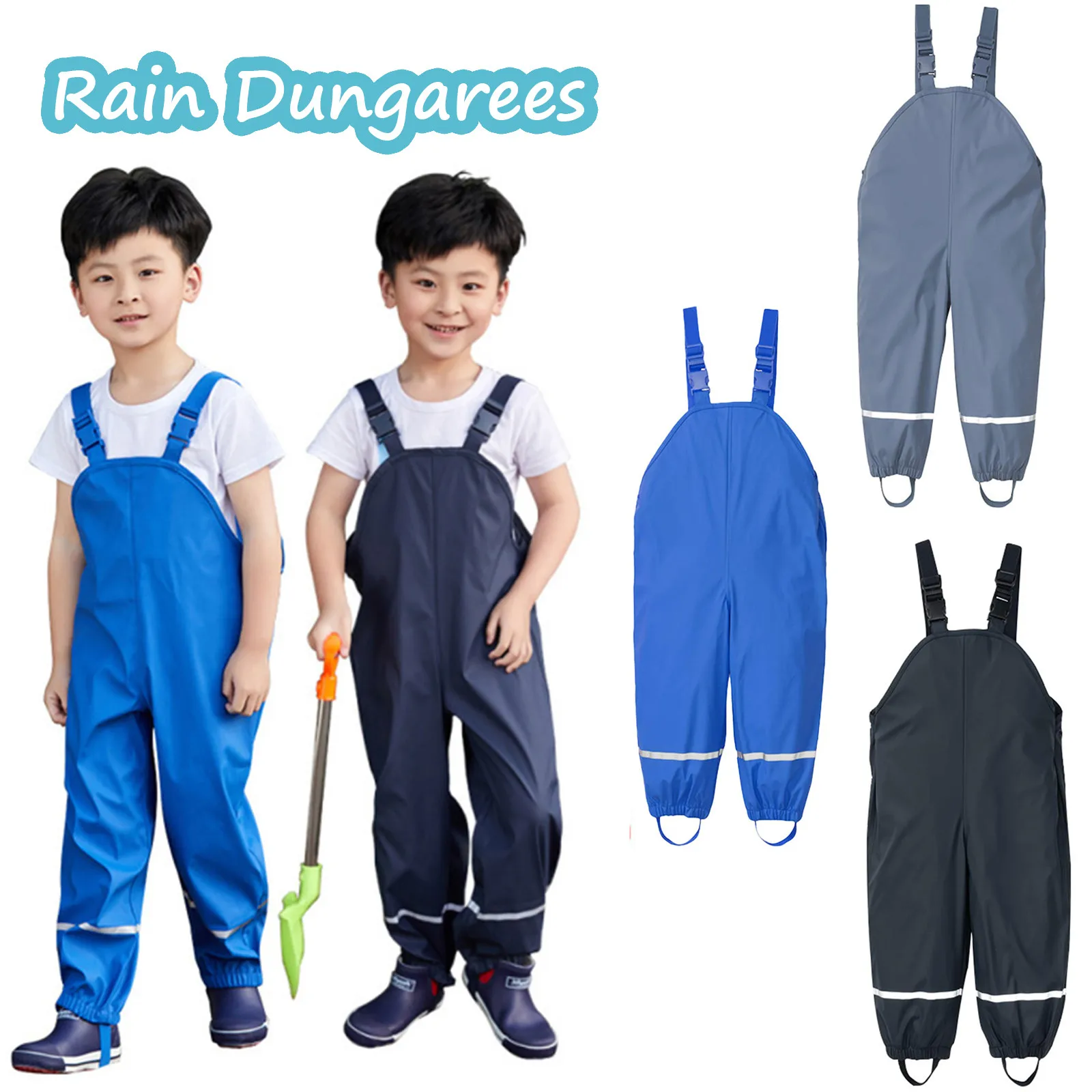 

Children Rain Overall Waterproof Toddler Boy Rain Pants With Lining Jumpsuit Outdoor Sport Kids Girl Pants Quick-dry Clothes