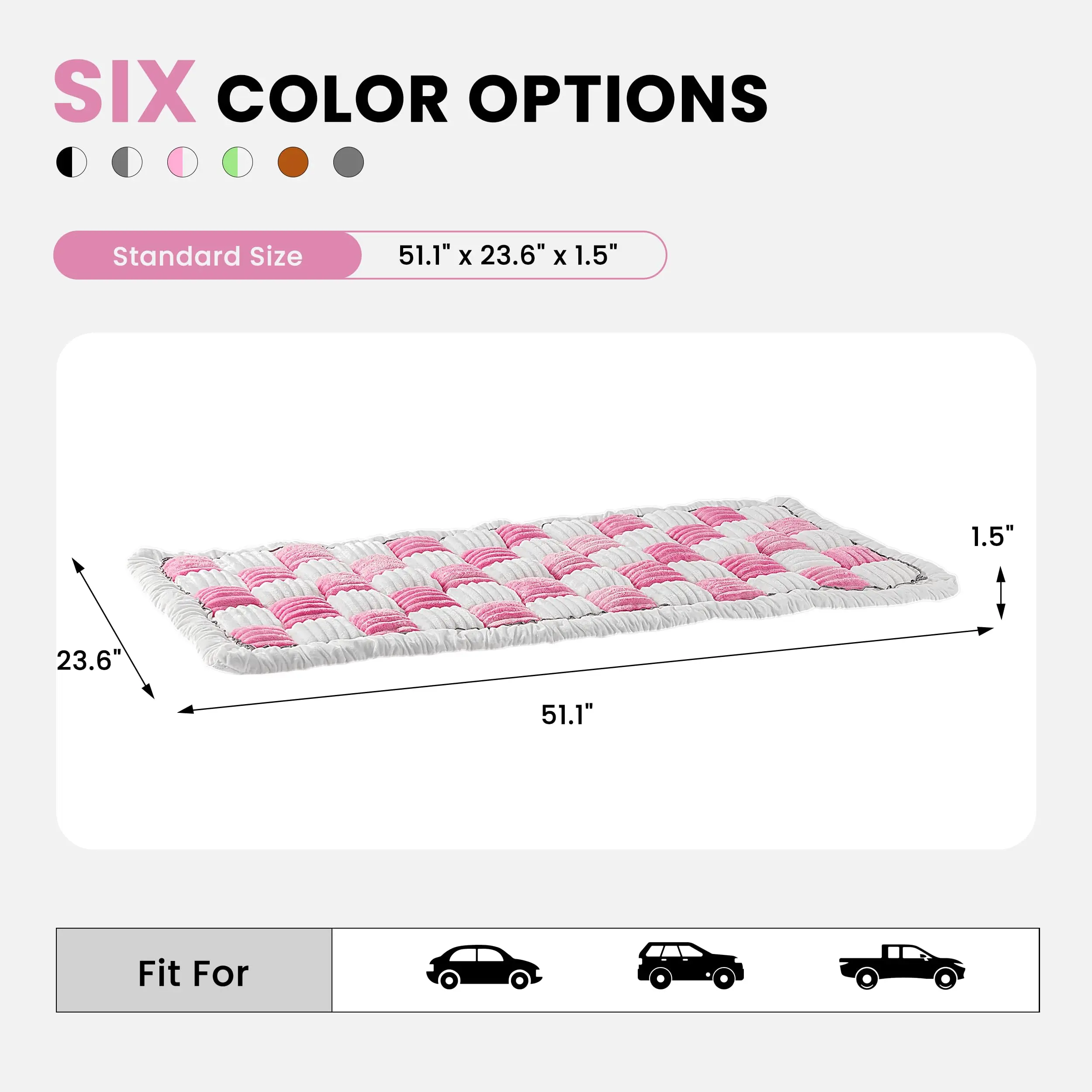 Soft Quilted Pink And White Pet Car Backseat Mat With Non-Slip Base For Dogs In SUVs Trucks view 5