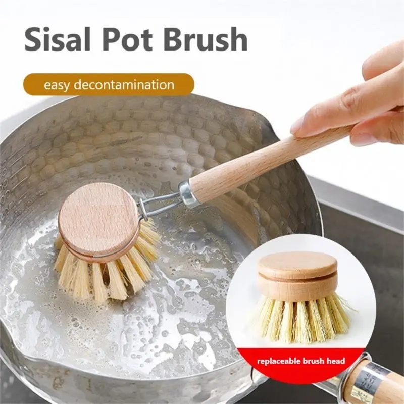 Wooden Handle Cleaning Brush Kitchen Household Cleaning Brush Beech Wood Long Handle Brush Dish Brush Dish Brush Cleaning Tool