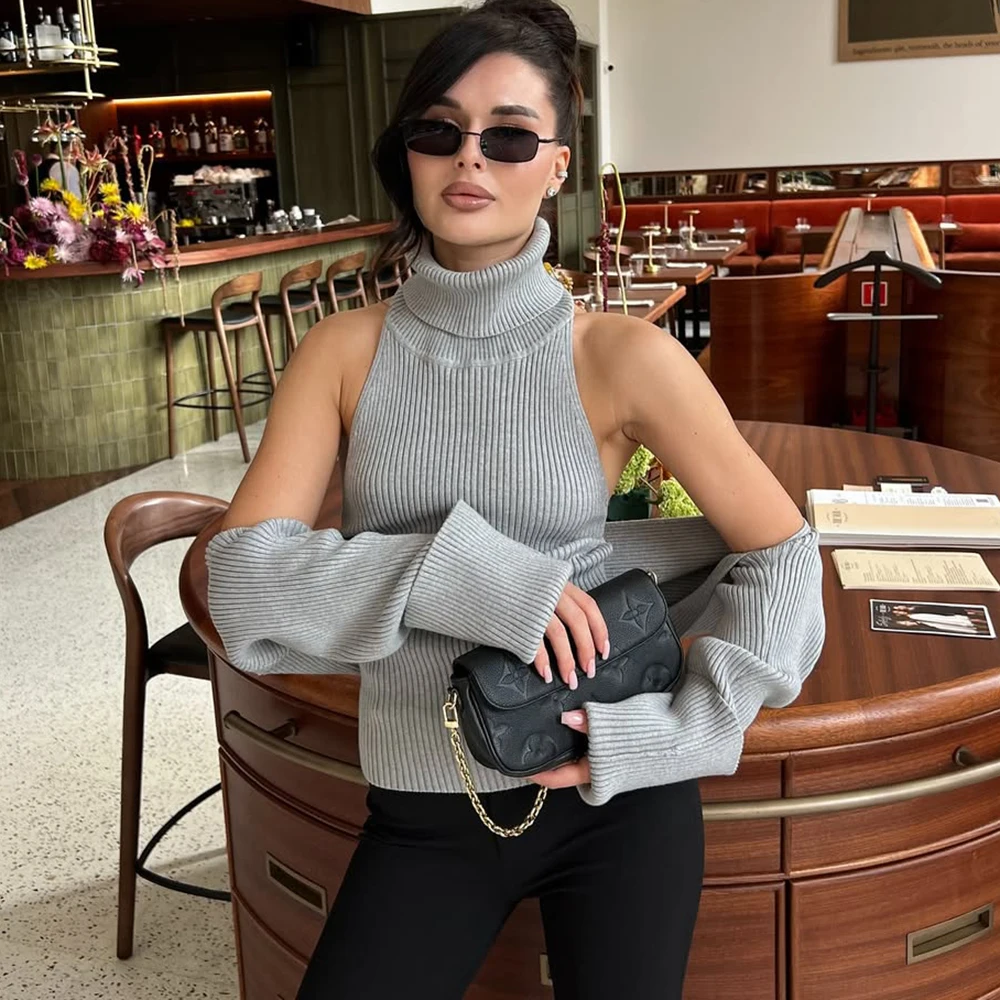 

Tuularose модный трикотаж комплект из 2 предметов сексуальный топ без рукавов с открытой спиной повседневный кардиган свитера уличная женская трикотажная одежда комплект