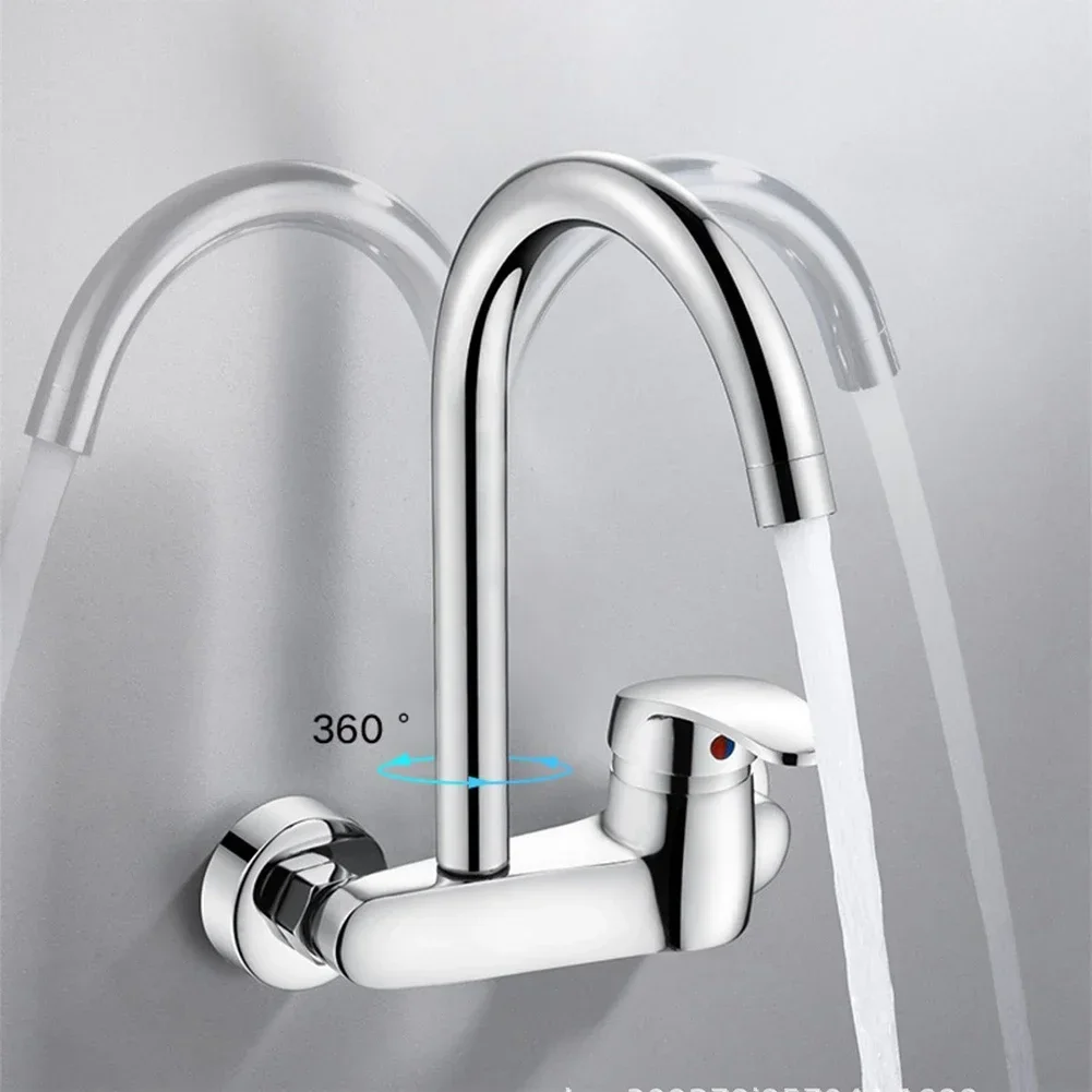 

Wall Mounted Cold Hot Water Faucet Brass Chrome Sink Basin Mixer Tap Easy Installation Long lasting Performance