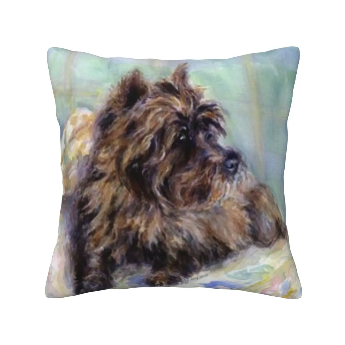 Cairn Terrier Dog Portrait Cushion Pillow Cover Summer Bedroom Vintage Sofa White Pillow Cover Customizable