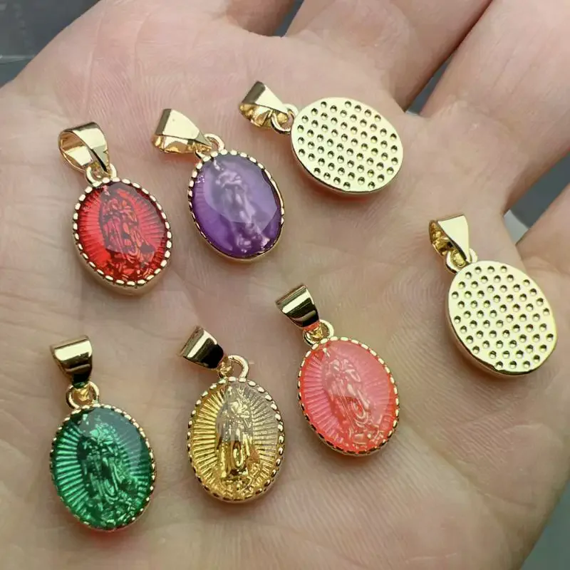 9.5*19mm Mary Pendant Gold Plated Drip Oil Enamel Handmade Pendant DIY Jewelry Accessories