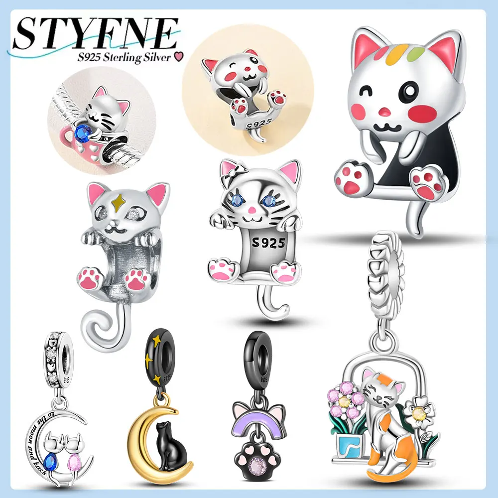 

Подходит для Pandora 925, оригинальный браслет из стерлингового серебра 925 пробы, подвеска в виде кошки для женщин, ювелирные изделия, бусины «сделай сам», оригинальные новые товары