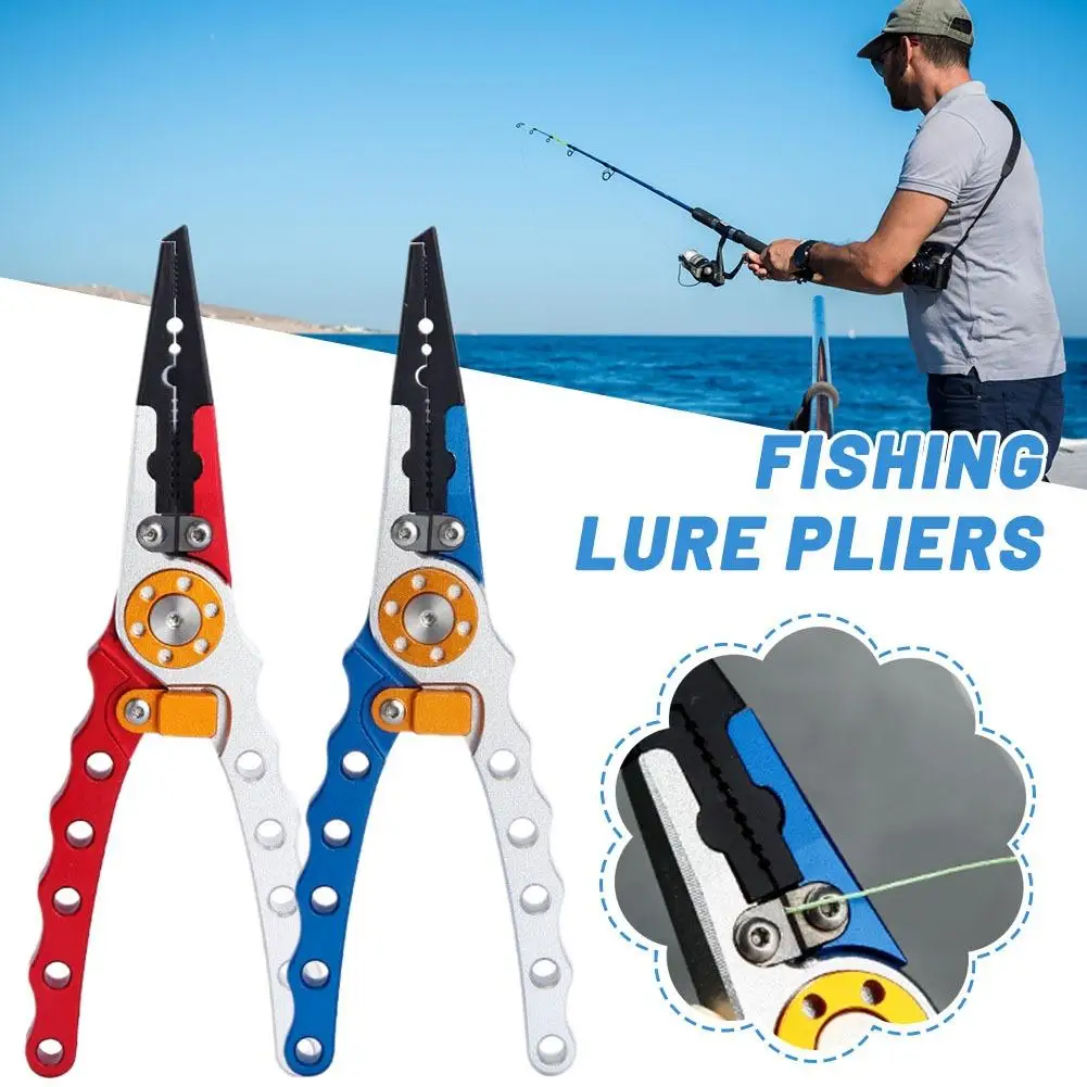 Alicates de pesca multiherramienta, cortador de línea de aleación de aluminio, removedor de anzuelos, tijeras de anillo dividido, herramientas de pesca de agua salada, 150g