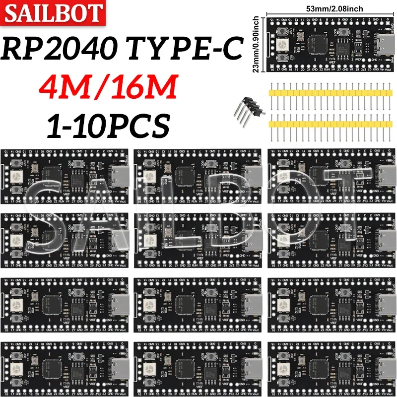 RP2040 Carte De Base TYPE-C USB-C Pour Carte De Base Raspberry 4 Mo/16 Mo RP2 Raspberry Pi Pico Micropython Mppt Module 5pièces