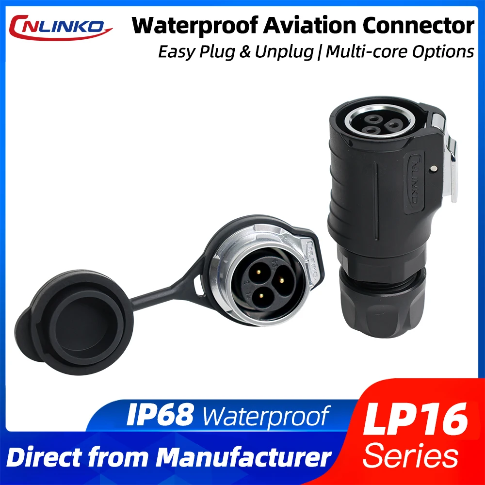 CNLINKO M16 IP68 Circular Single Hole Reverse Mount Connector Male/Female Solder Type, Heavy Duty for Industrial Sensors Marine