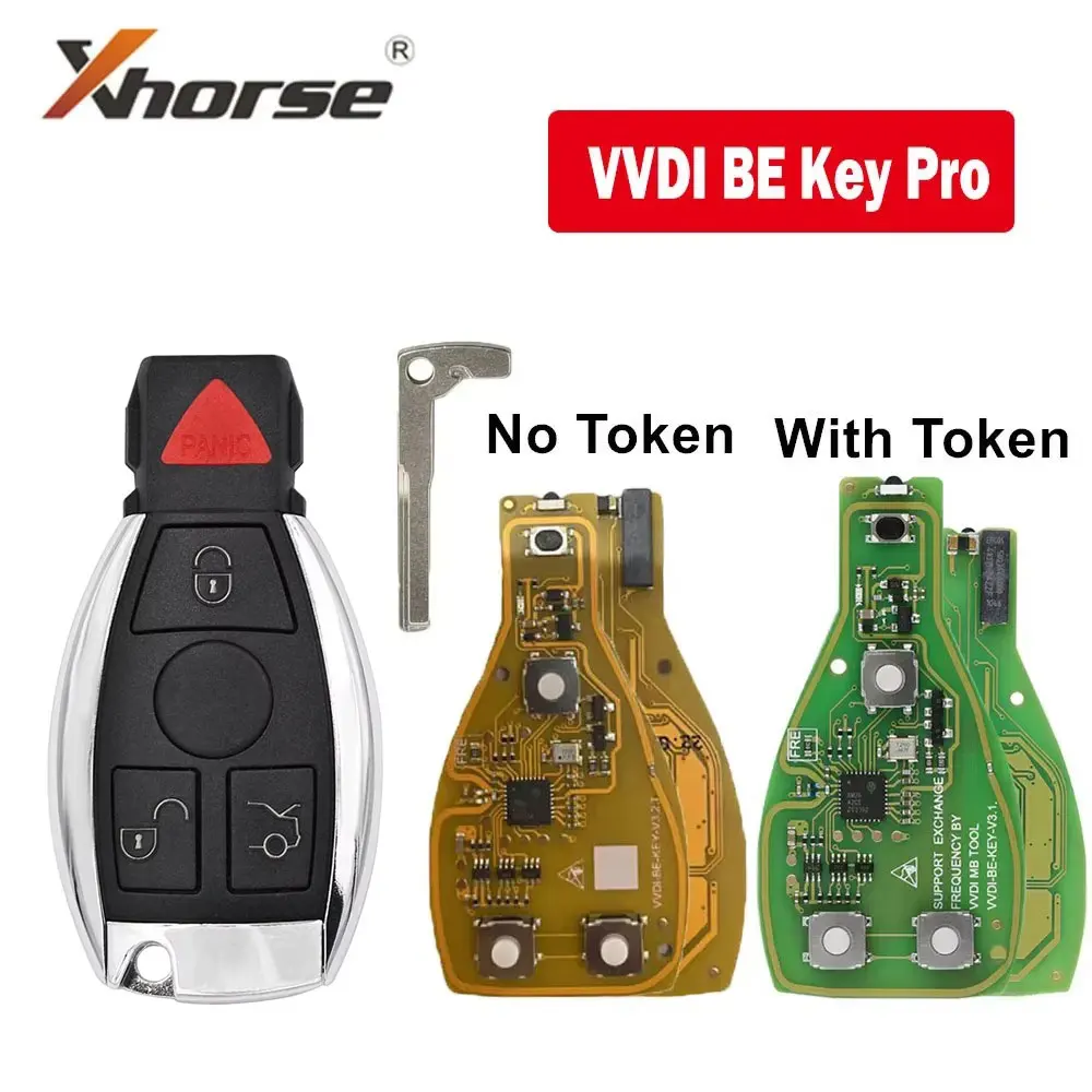 Xhorse VVDI Remote Car Key 3/4 Button BE Key Pro for Mercedes Benz V3.2 PCB Remote Key Chip Improved Version Smart 315MHz/433MHz