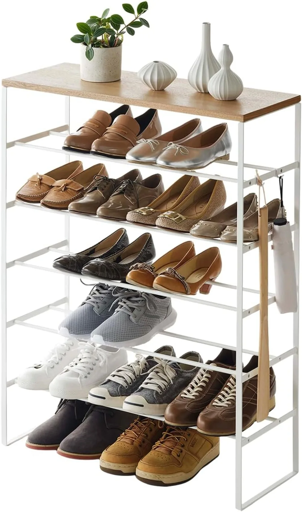 

Yamazaki Home 6 Tier Wood Top Shoe Rack Steel One Size