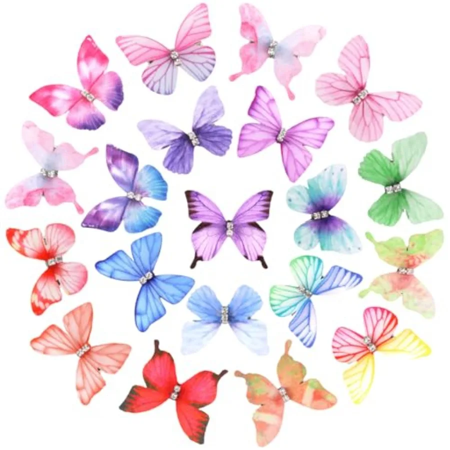 

Moving Butterfly Hair Clips Fairy Accessories 20Pcs Cute Colorful Mini Small Butterfly Decorations for Halloween Party Prom Wed