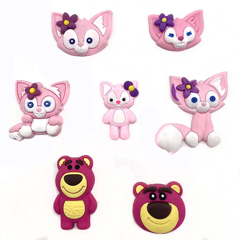 Disney 1pcs LinaBell pink bear PVC shoes charms cute Cartoon DIY Sandals Accessories for clogs Decorate Girl kids Birthday gifts