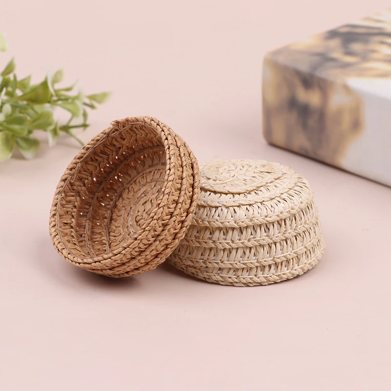 1pc Dollhouse Storage Woven Basket Mini Fruit Vegetable Dollhouse Picnic Basket Dollhouse Accessories Kid Gift