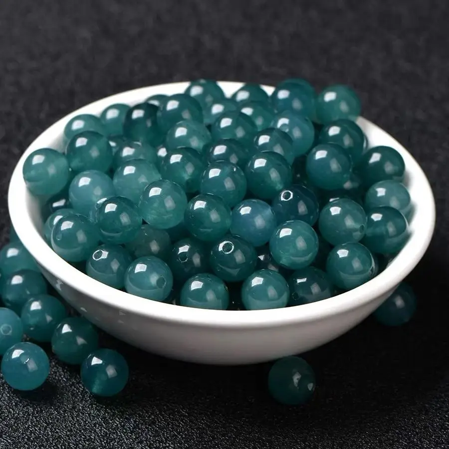 

10 шт., синие бусины из натурального жадеита, 6 мм, бирманский нефрит, бусины для самостоятельного изготовления украшений, модные аксессуары, талисманы, роскошные подарки для женщин, амулеты
