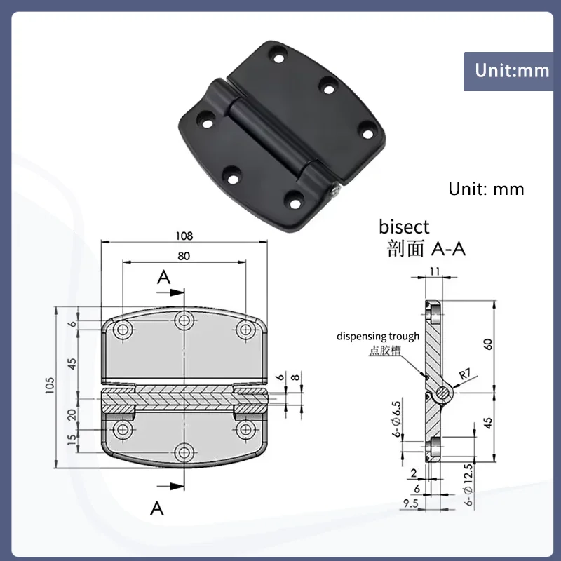 Heavy Duty Black Iron Hinges Are Suitable For External Loading Doors Of Industrial Equipment And Medical Equipment Vehicles