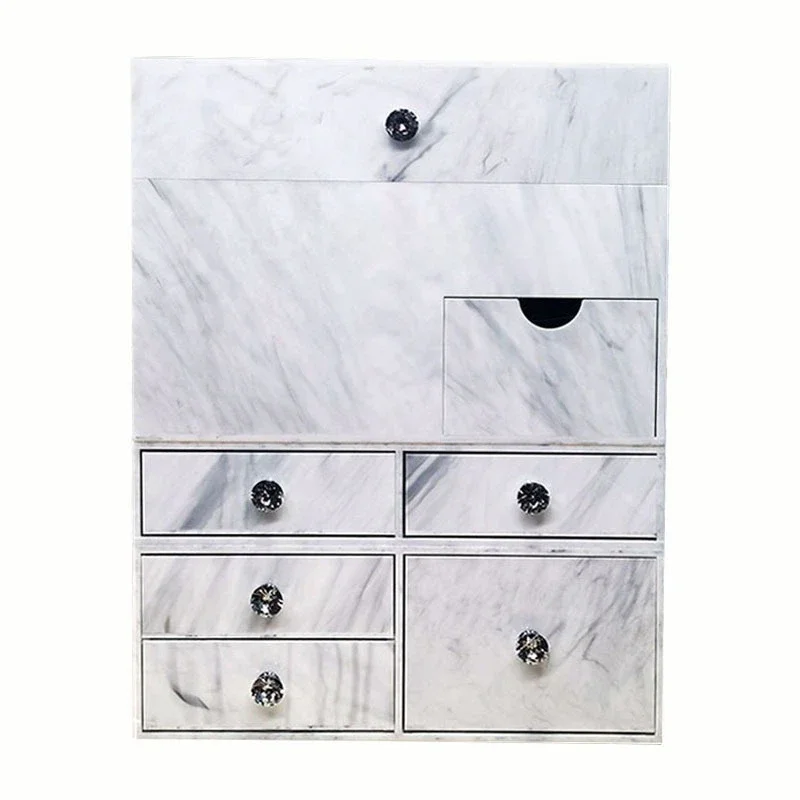 

Simple marble pattern multi-functional storage box desktop dresser large capacity integrated drawer lipstick makeup brush