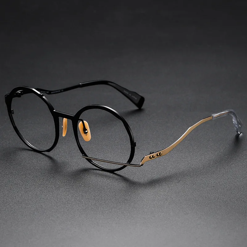 Men MM0033 Japanese niche designer handmade retro round frame glasses Large frame thin metal glasses can be fitted with lenses