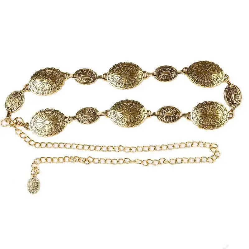 Retro สไตล์ผู้หญิงโลหะเอวอุปกรณ์เสริมแฟชั่น Y2K ชุดกระโปรงเข็มขัดหญิง Punk วงกลมแกะสลักเข็มขัดตกแต่ง