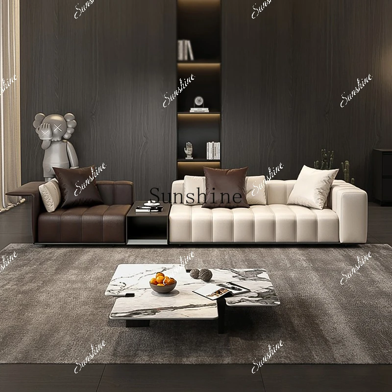 Italian minimalist first layer cowhide size apartment living room high-end sofa  FT