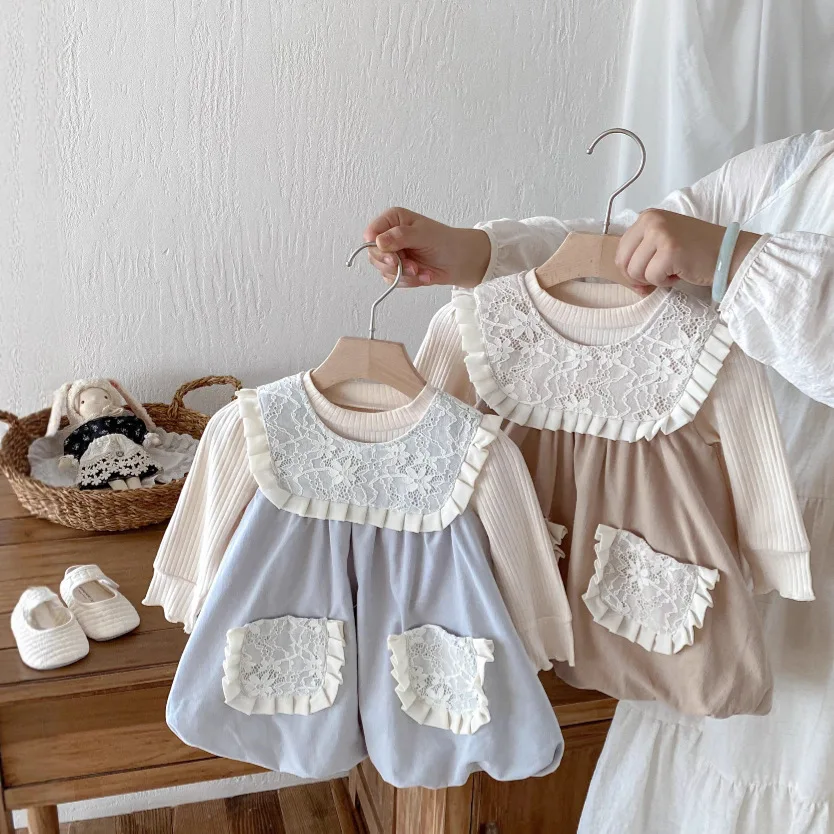 

Корейская детская одежда, осень-весна 2029, жилет-юбка, милое платье принцессы для маленьких девочек или нижняя рубашка