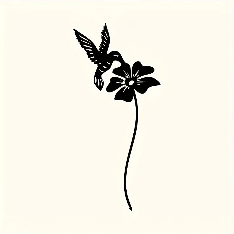 2D Wedding Event Outdoor Floor Mount Decor, Nature Inspired Lawn Insert Art Deco Metal Hummingbird Garden Stake