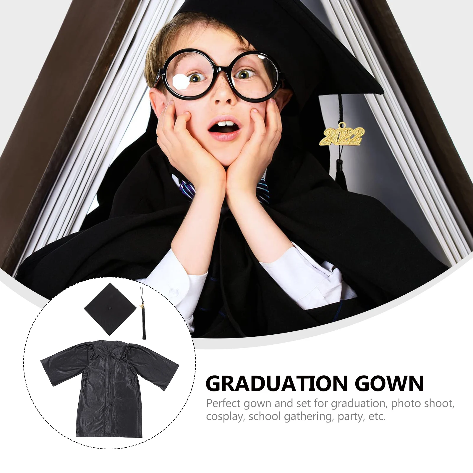 

1 Set Kids Gown Set Bright Color Lovely Graduation Dress Preschool Kindergarten Students Formal Graduation Celebration Costume