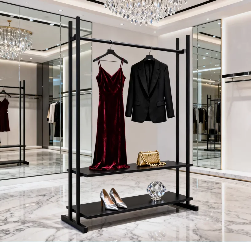 

GoldenSimple Wrought Iron Clothing Store Hanger Landing Internet Celebrity Women's Clothing Store Vertical Metal Display Hanger