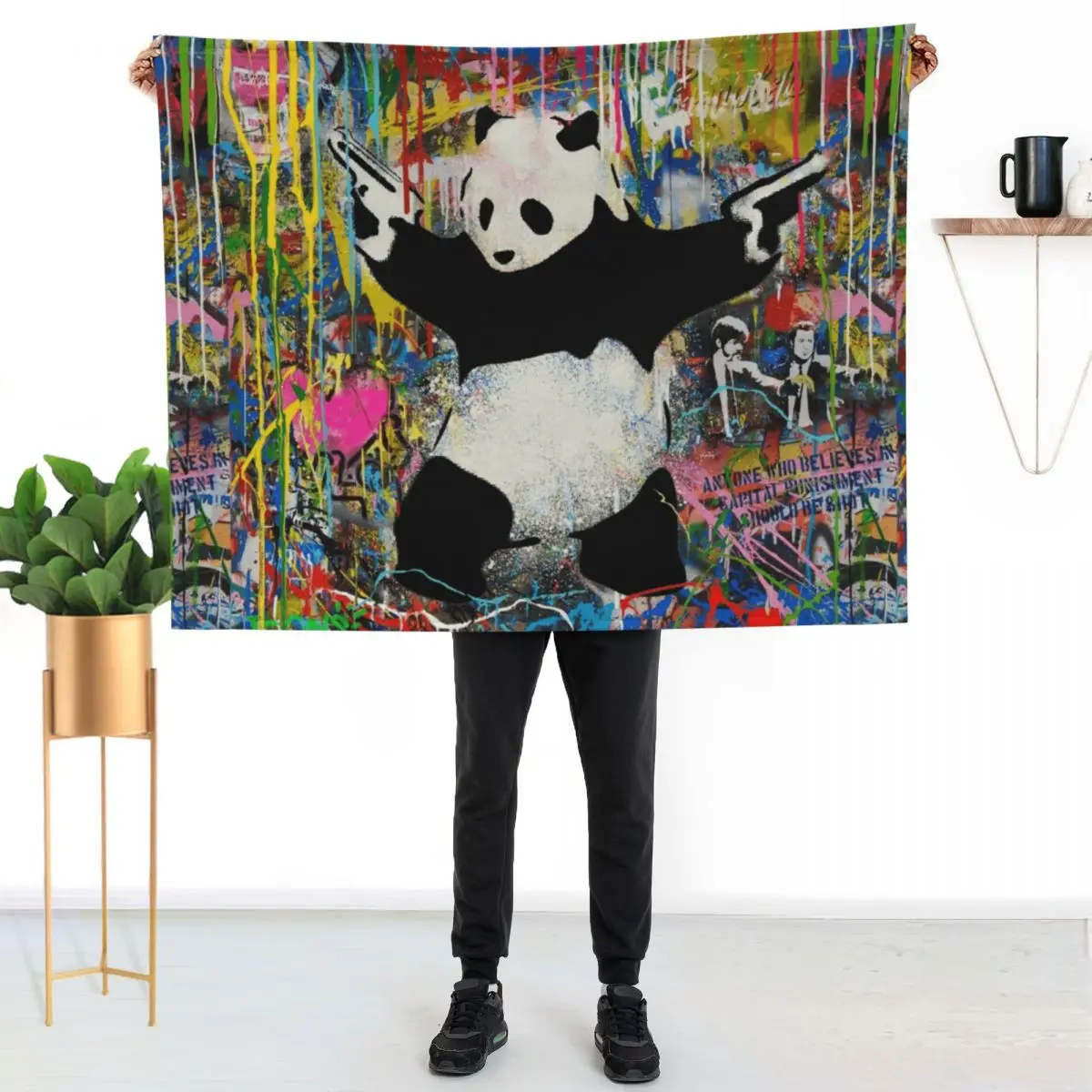 

Panda With Guns Stick Em Up - Pop Street Art Banksy Throw Blanket Air Conditioner Soft Blanket for Office Home