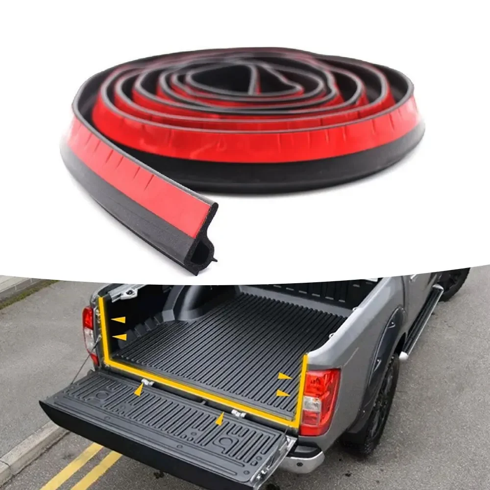 KQX 1Pc 3m Pickup Weather Stripping Rubber Adhesive Tailgate Seal Kit Car Door Sealing Strip Universal Car Exterior Accessories