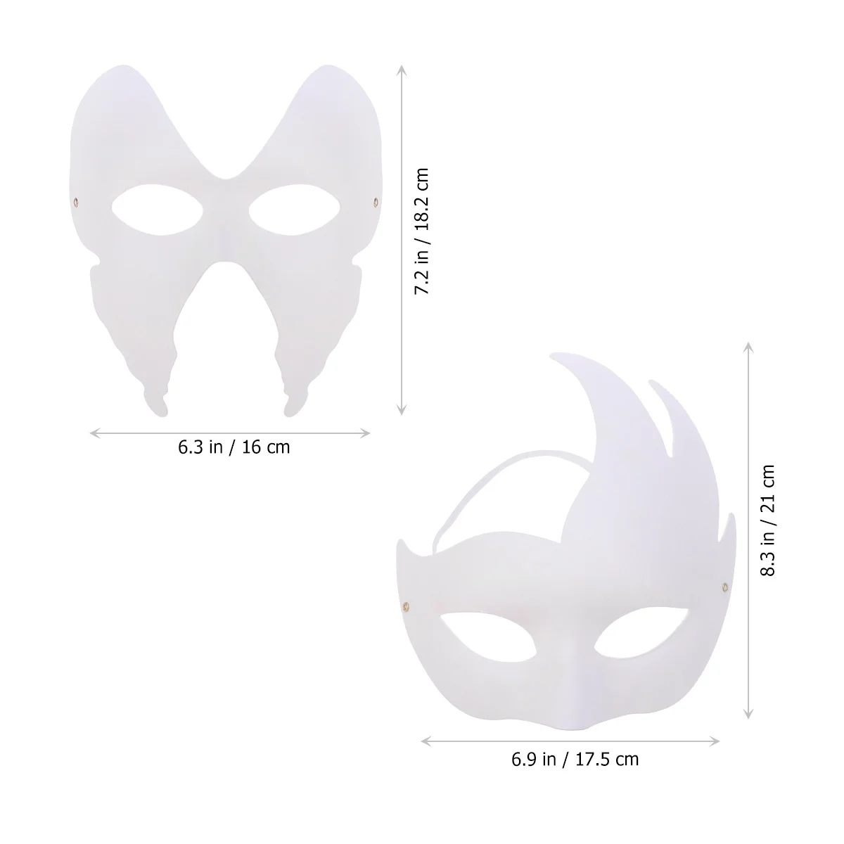 10pcs Party Masks DIY Craft Masks Cosplay Painted Decorative White Masks for Costume Fancy Dress Party ( 2pcs + 2pcs + Three Tip