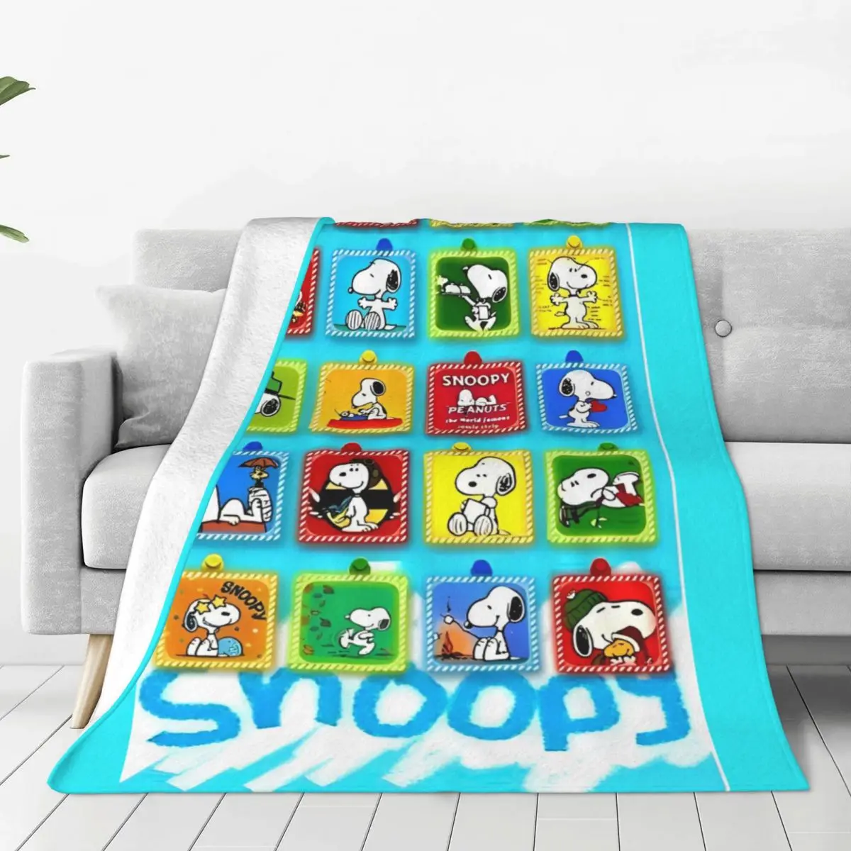 Warm Blanket Airplane Travel Snoopy Peanuts Throw Blanket Flannel Bedspread For Couch ChairPattern Sofa Bed Cover