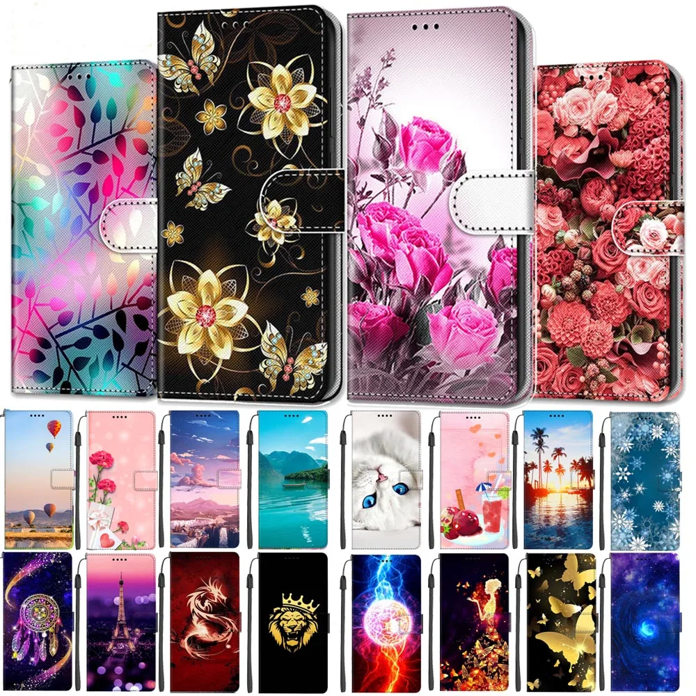 Wallet Leather Cover For Vivo V21E V2061 Luxury Flip Cases For Vivo Y73 V2059 V2146 V2168 Phone Bags Cat Book Case Cute Pattern