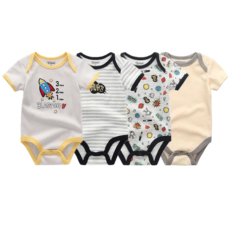 Fetch mous 4 teile/los Unisex Cartoon Baby Boy Girl Body suits niedlich 100% Baumwolle Baby kleidung Neugeborenen Overall 0 bis 12 Monate