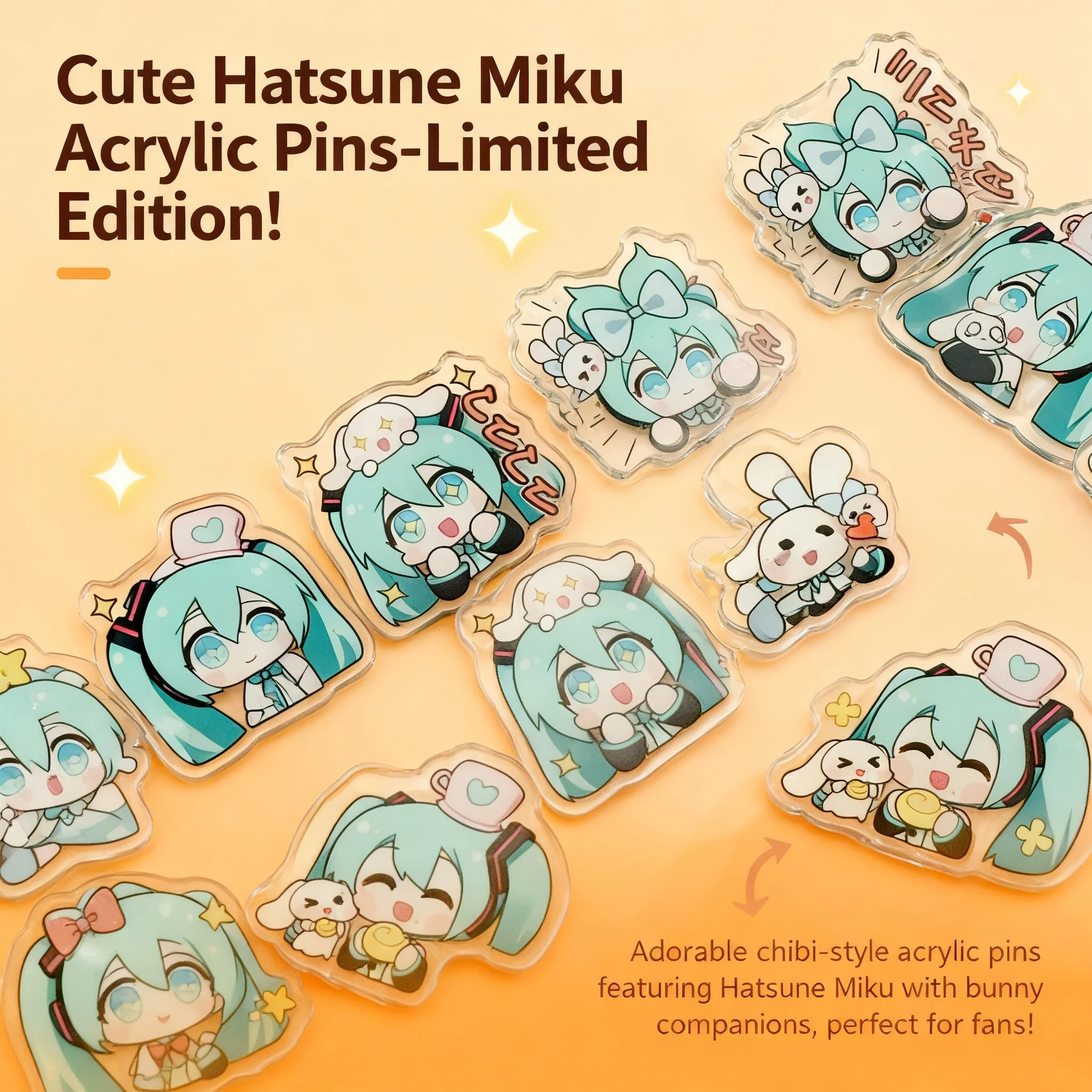 

Канцелярские товары с акриловым клипом из полипропилена с изображением Хатсуне Мику, милый мультяшный двусторонний блокнот для заметок, оптовые аксессуары для планировщиков