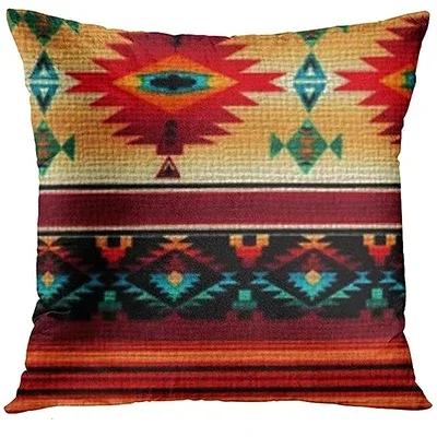 

Throw Pillowcase Tribal Pattern Traditional Striped Design Pillow Cover Home Decoration Square Cushion Cover 45x45cm