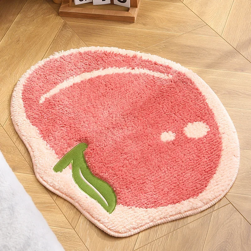 INS Fruit Bathmat Non-Slip Bath Mat Soft Cozy Shaggy Durable Bath Rug for Bathroom Plush Carpet Lemon Bathroom Mat Absorb Water