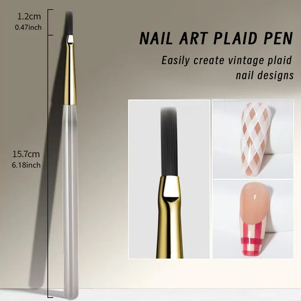 1/2pcs Plaid Nail Art Brushes set Soft Flexible Checkered Drawing Pen for UV Gel DIY Multi-functional Delicate Line Paint Tools