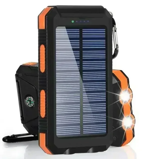 NONE Solar Power Bank Wasserdichte Powerbank mit großer Kapazität Schnellladung Externer Akku mit SOS für IPhone Samsung Xiaomi 3