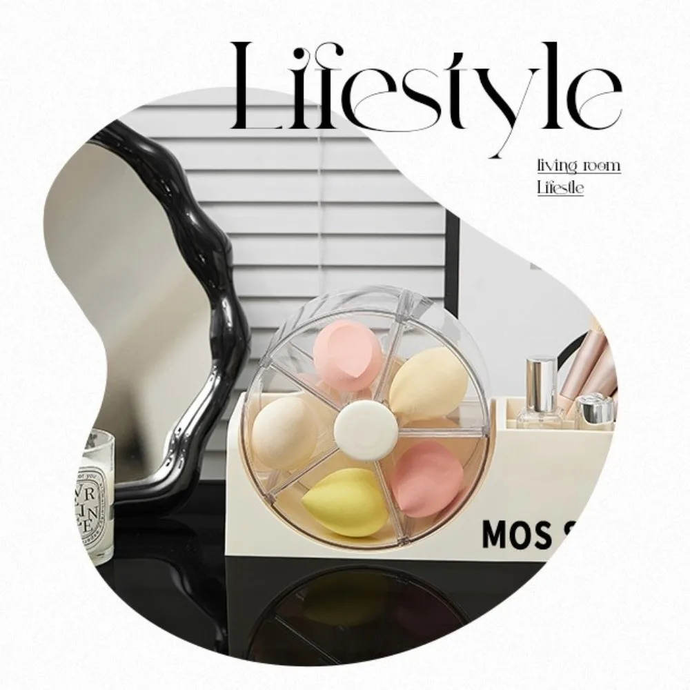 Plastic Rotating Makeup Organizer with Compartments Durable Cosmetic Storage Box Dust-proof Large Capacity